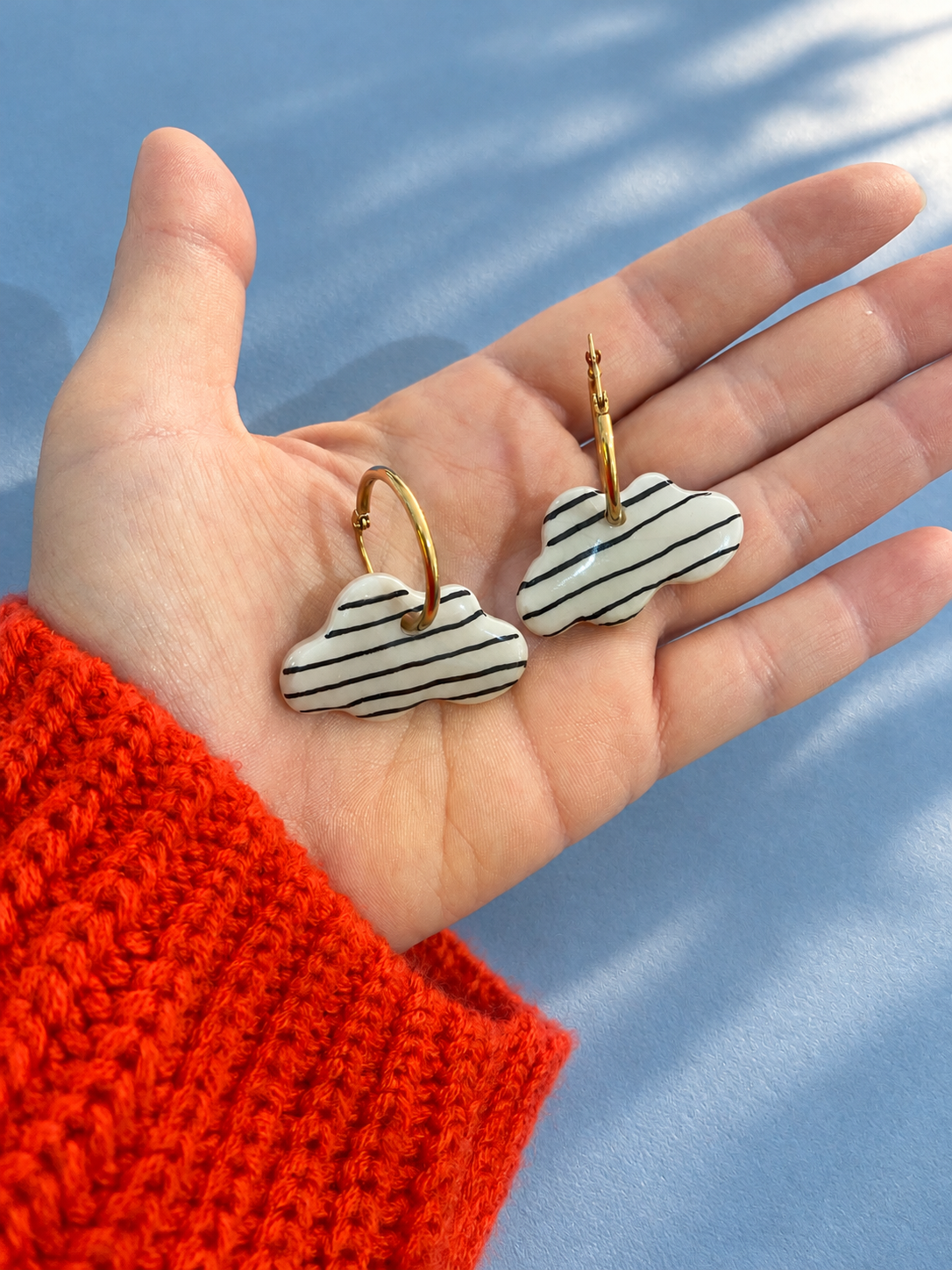 Boucles d’oreille nuage rayures
