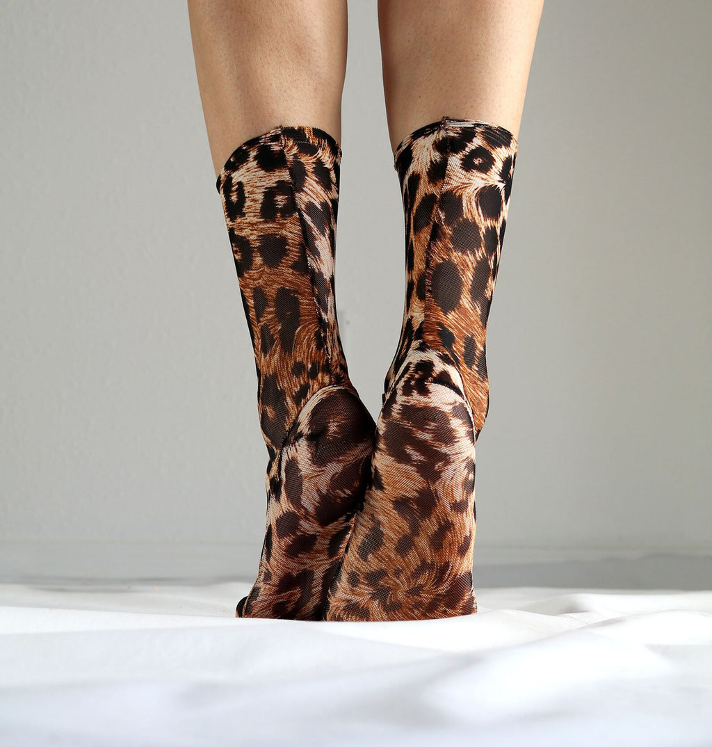 Chaussettes résille léopard