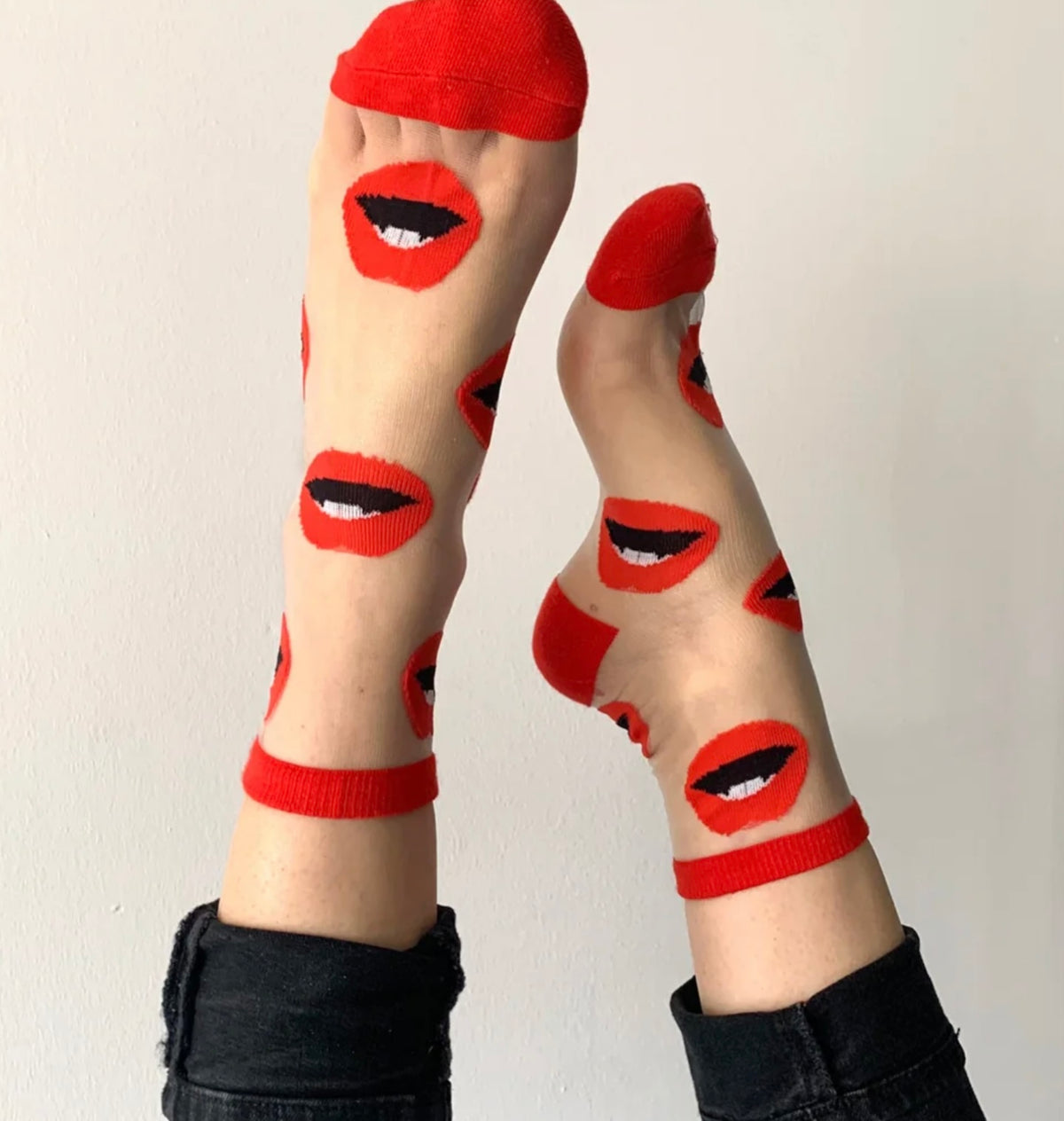 Chaussettes bouche rouge