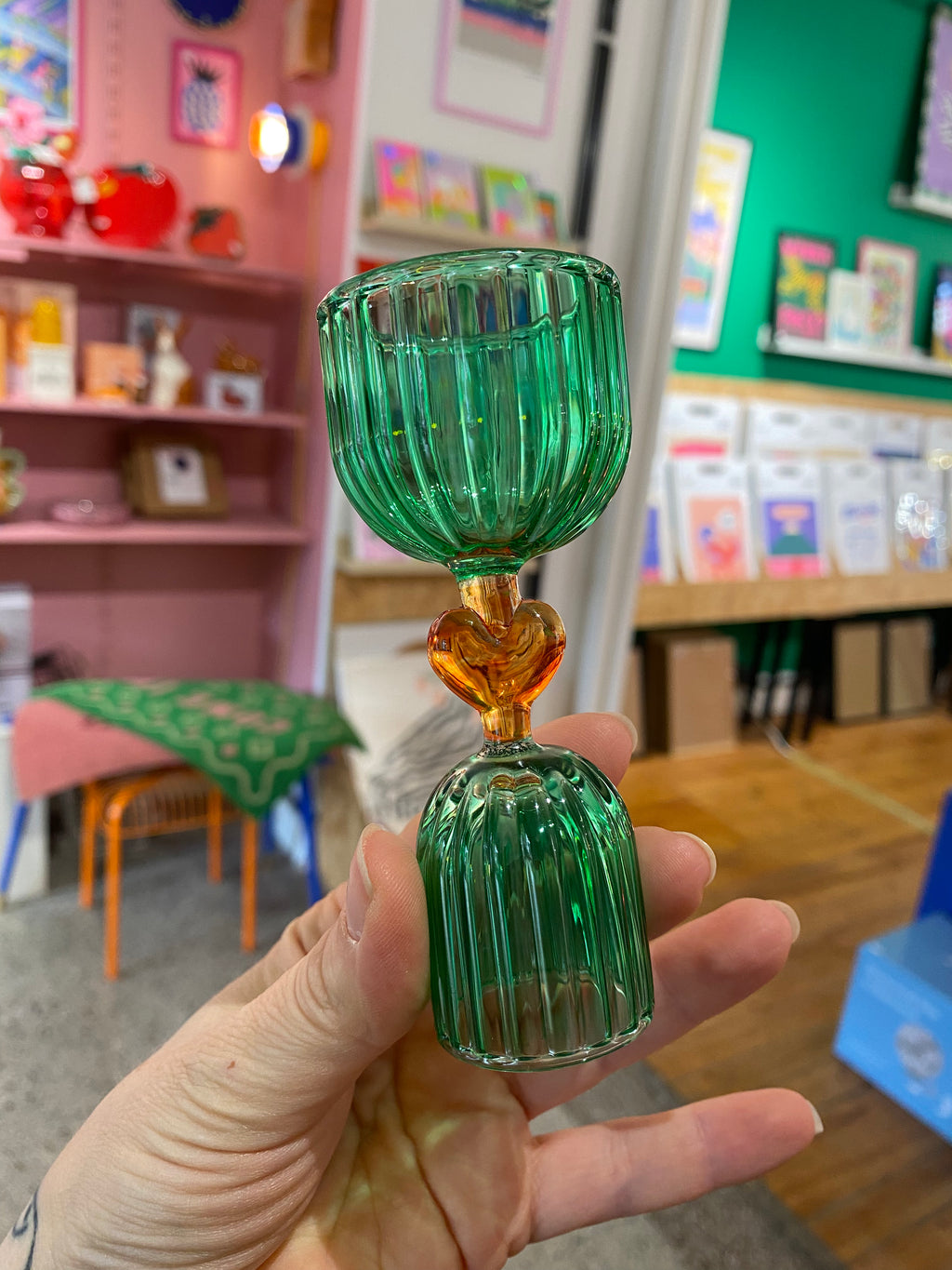 Verre à liqueur vert double dose