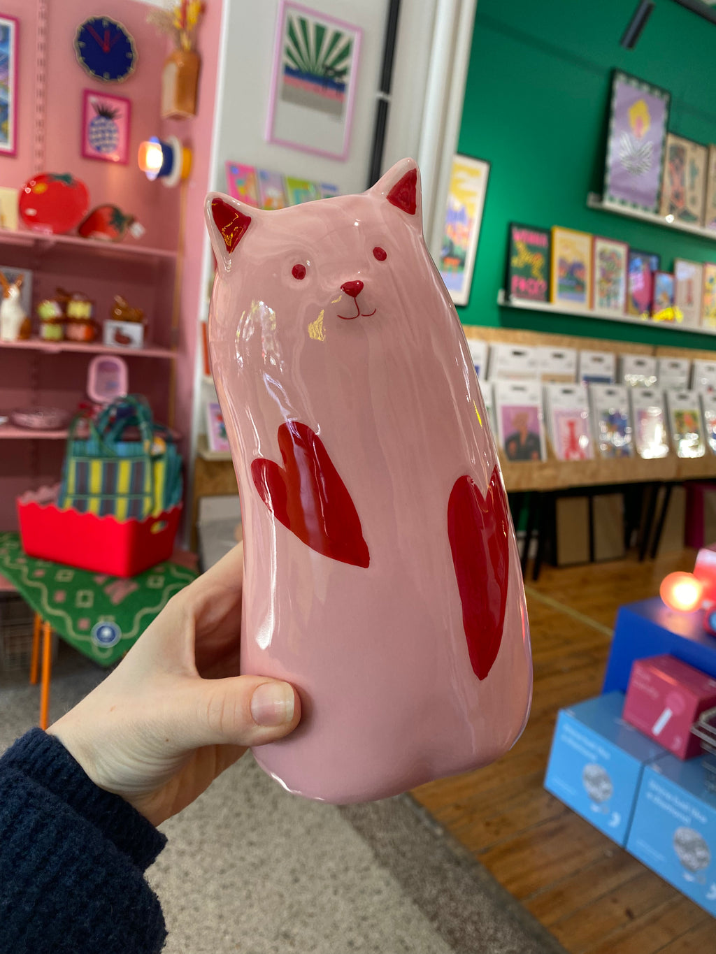 Vase chat Rose Helio Ferretti