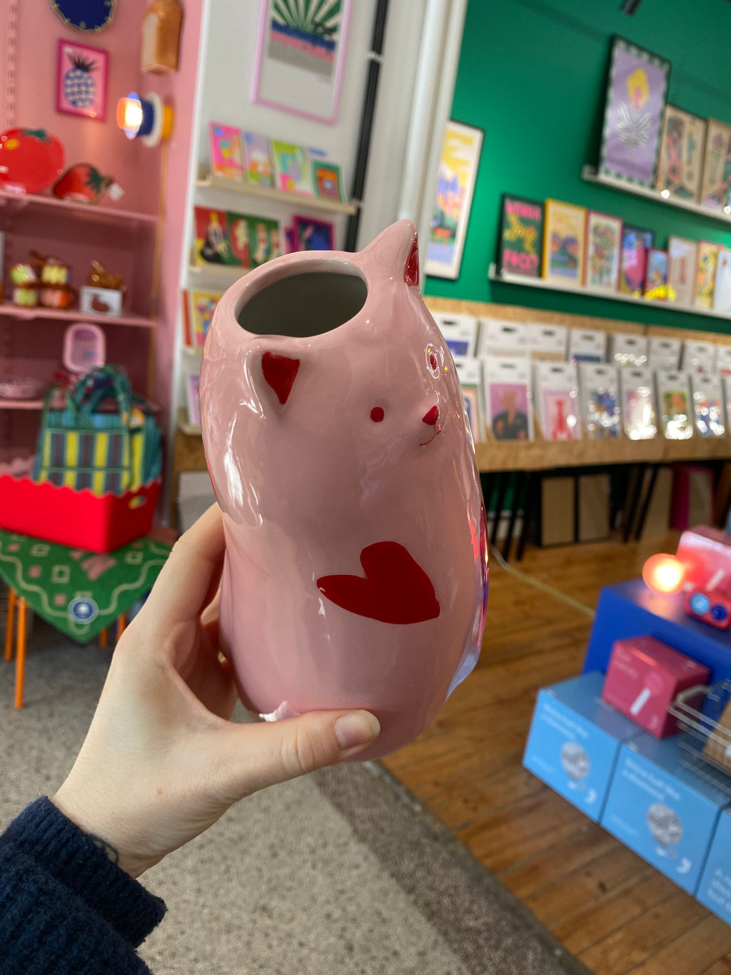 Vase chat Rose Helio Ferretti