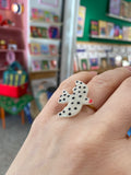 Bague réglable oiseaux à pois