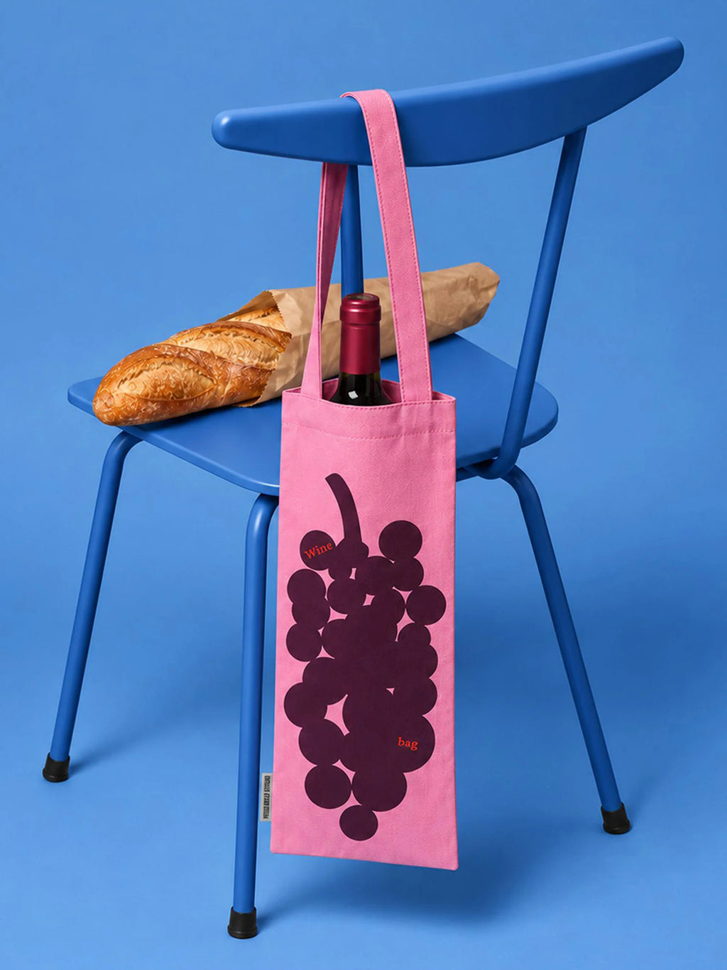 TOTEBAG rose bouteille de vin et baguette