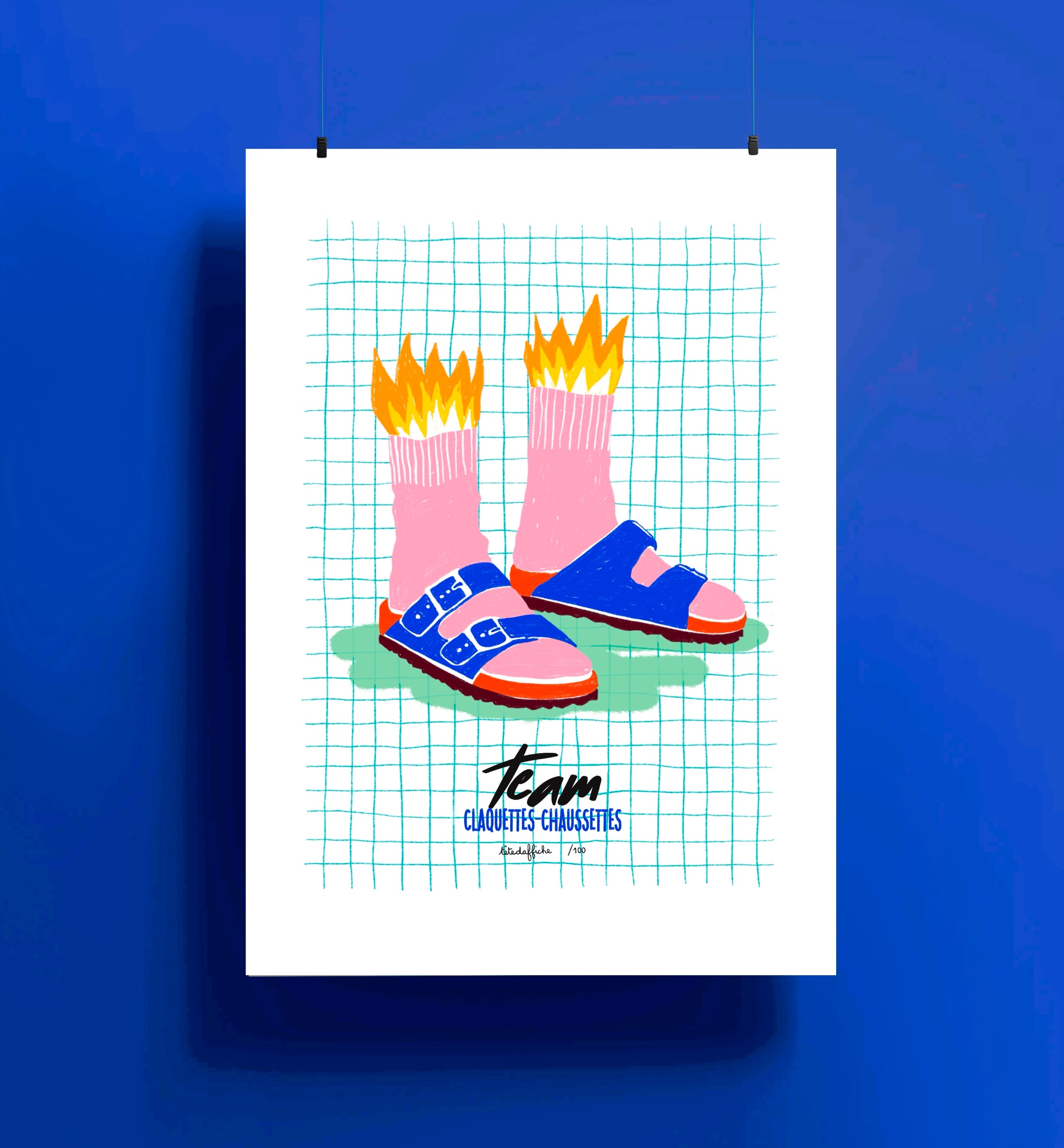 Affiche claquette chaussette